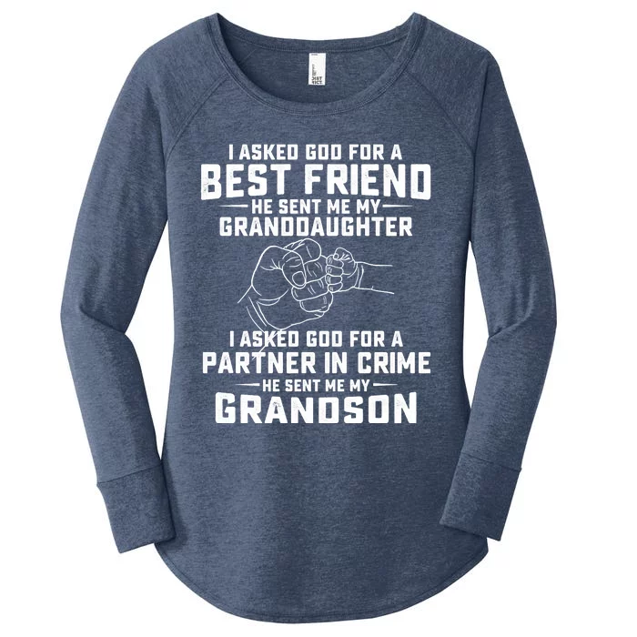 I Asked God For A Best Friend Great For Grandma Women's Perfect Tri Tunic Long Sleeve Shirt