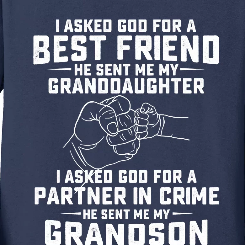 I Asked God For A Best Friend Great For Grandma Kids Long Sleeve Shirt