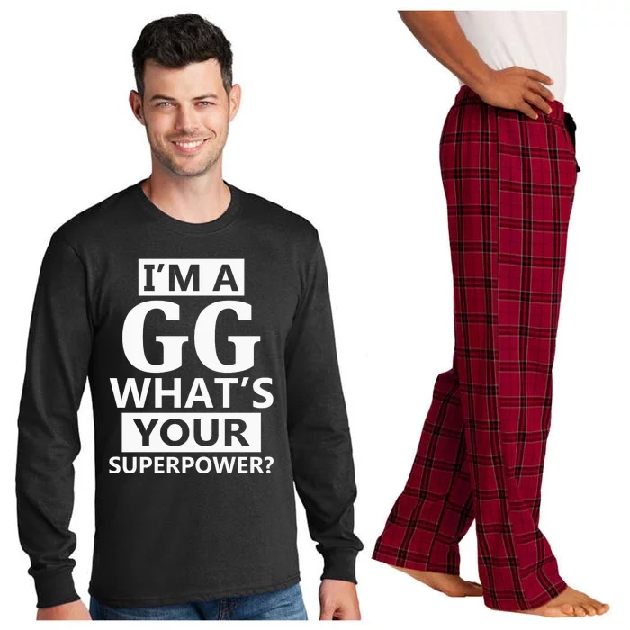 I'm A Gg What's Your Superpower Funny Great Grandma Long Sleeve Pajama Set