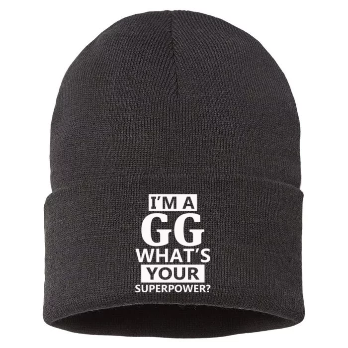 I'm A Gg What's Your Superpower Funny Great Grandma Sustainable Knit Beanie