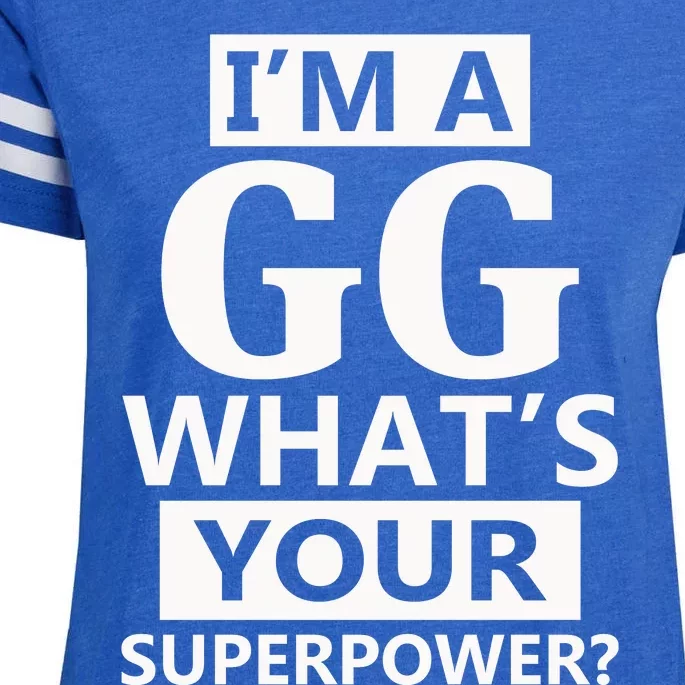 I'm A Gg What's Your Superpower Funny Great Grandma Enza Ladies Jersey Football T-Shirt