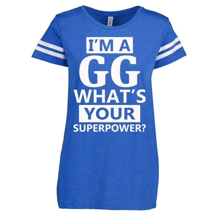 I'm A Gg What's Your Superpower Funny Great Grandma Enza Ladies Jersey Football T-Shirt