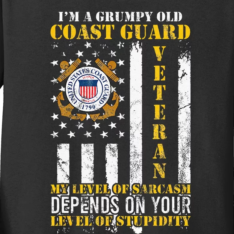 Im A Grumpy Old Coast Guard Veteran Gift For A Veteran Kids Long Sleeve Shirt