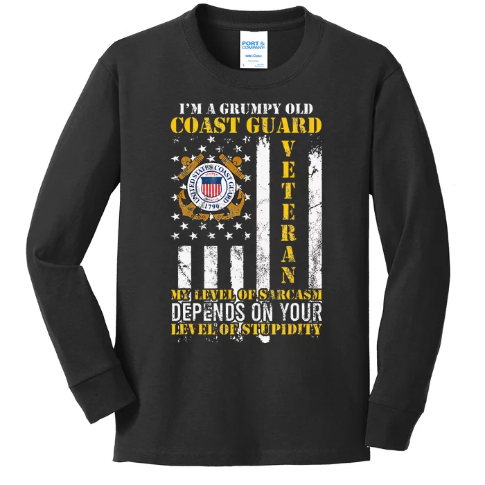 Im A Grumpy Old Coast Guard Veteran Gift For A Veteran Kids Long Sleeve Shirt