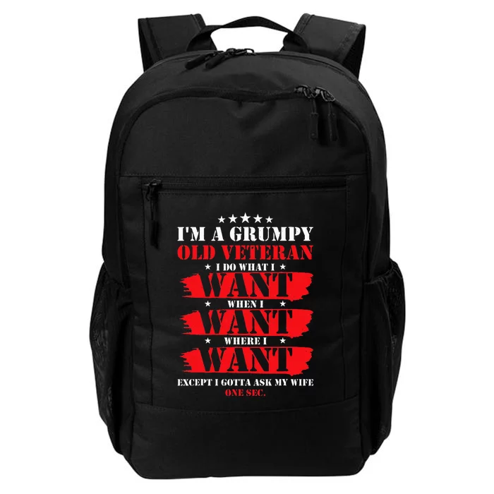 Im A Grumpy Old Veteran Funny Veteran Wife Daily Commute Backpack