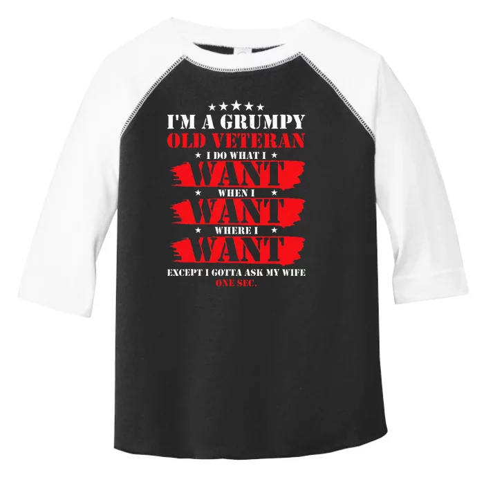 Im A Grumpy Old Veteran Funny Veteran Wife Toddler Fine Jersey T-Shirt