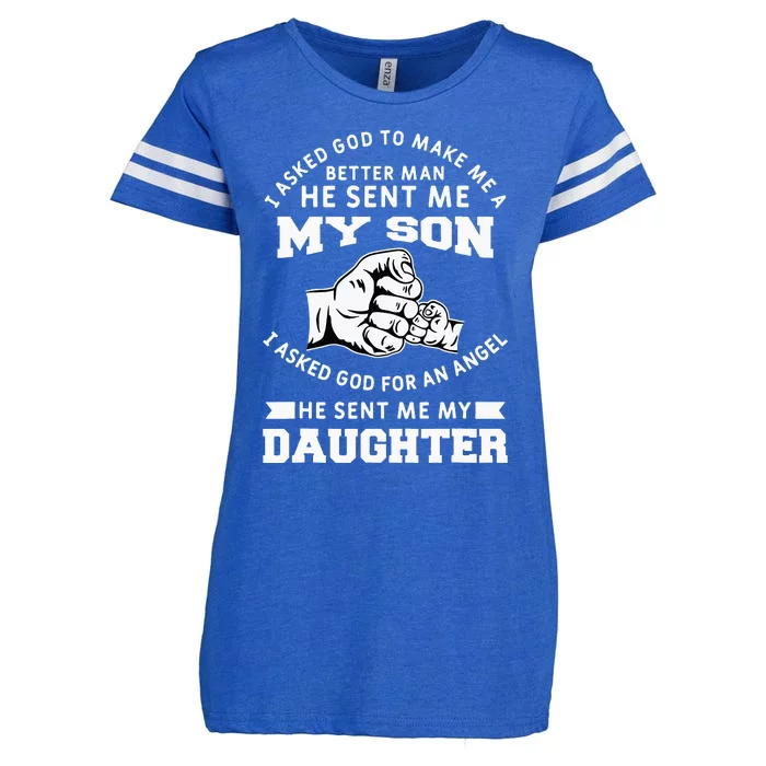 I Asked God To Make Me A Better Man He Sent Me my Son Enza Ladies Jersey Football T-Shirt