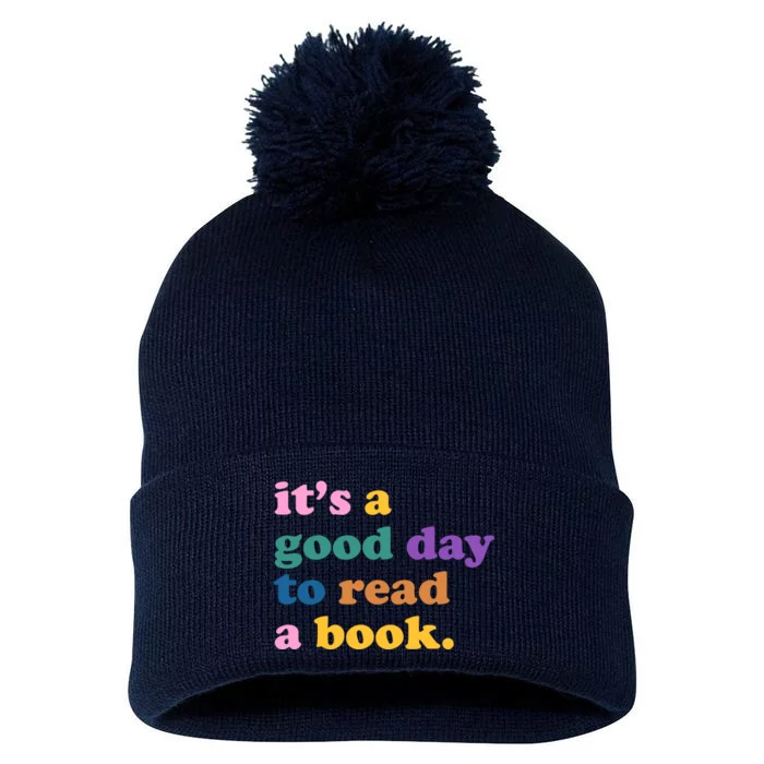 Its A Good Day To Read A Book Colorful Pom Pom 12in Knit Beanie