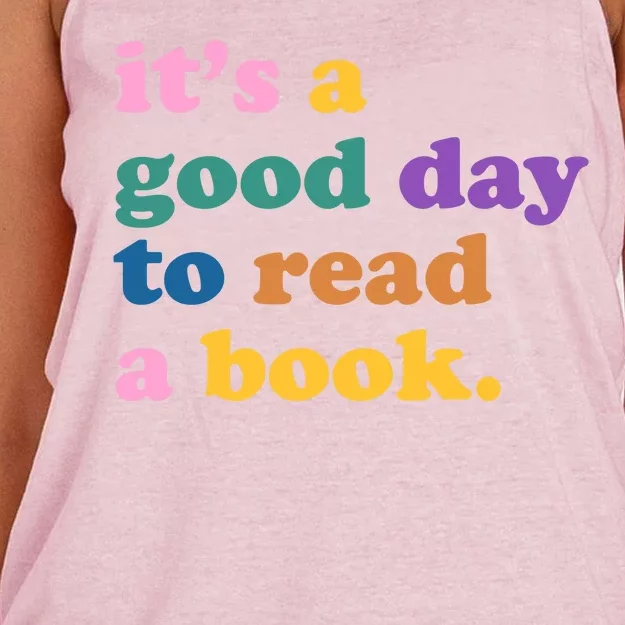 Its A Good Day To Read A Book Colorful Women's Knotted Racerback Tank