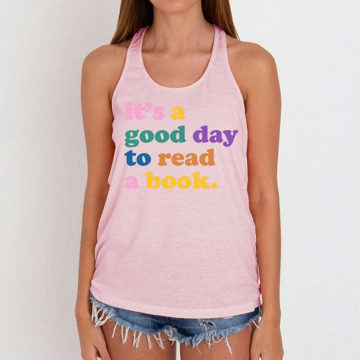 Its A Good Day To Read A Book Colorful Women's Knotted Racerback Tank