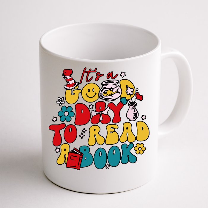 Its A Good Day To Read A Book Reading Day Cat Teachers Front & Back Coffee Mug