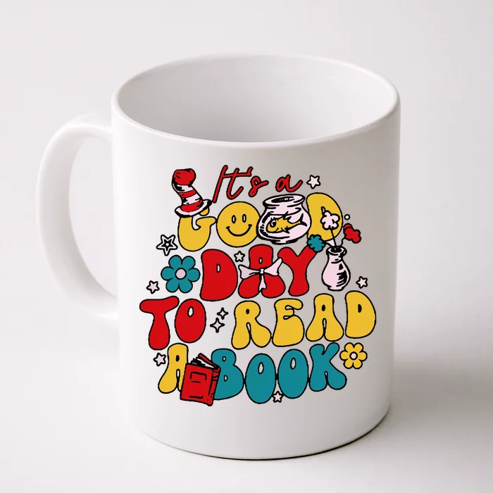 Its A Good Day To Read A Book Reading Day Cat Teachers Front & Back Coffee Mug