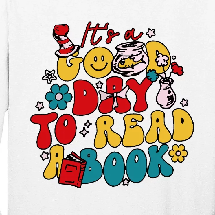 Its A Good Day To Read A Book Reading Day Cat Teachers Tall Long Sleeve T-Shirt