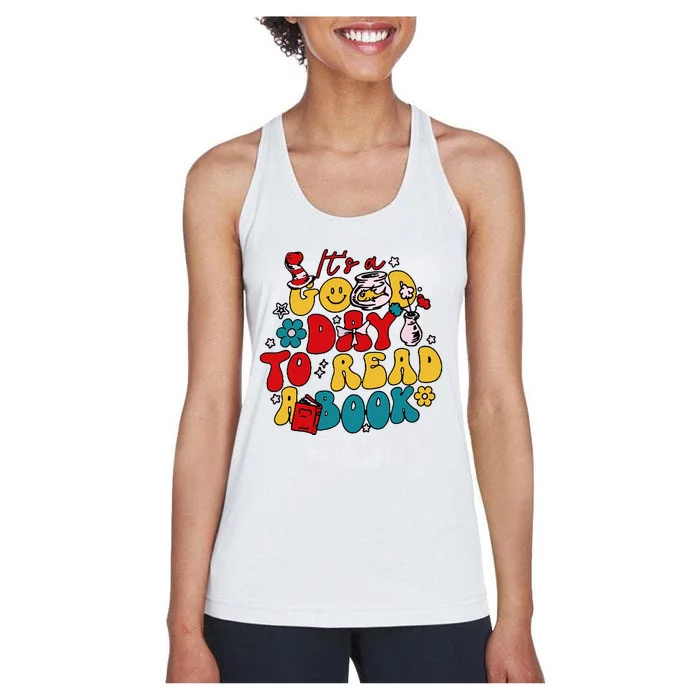 Its A Good Day To Read A Book Reading Day Cat Teachers Women's Racerback Tank