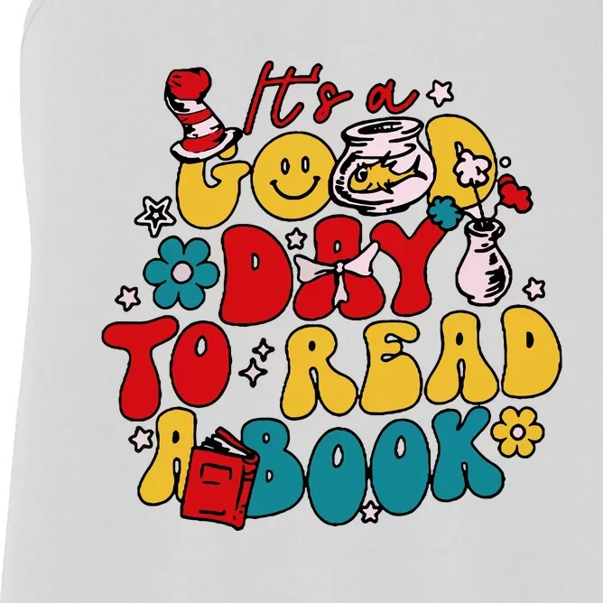 Its A Good Day To Read A Book Reading Day Cat Teachers Women's Racerback Tank