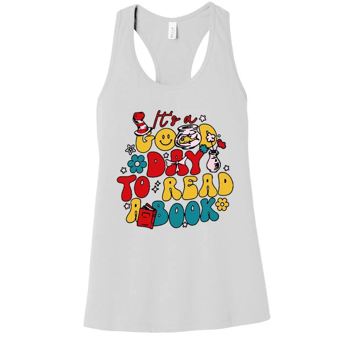 Its A Good Day To Read A Book Reading Day Cat Teachers Women's Racerback Tank