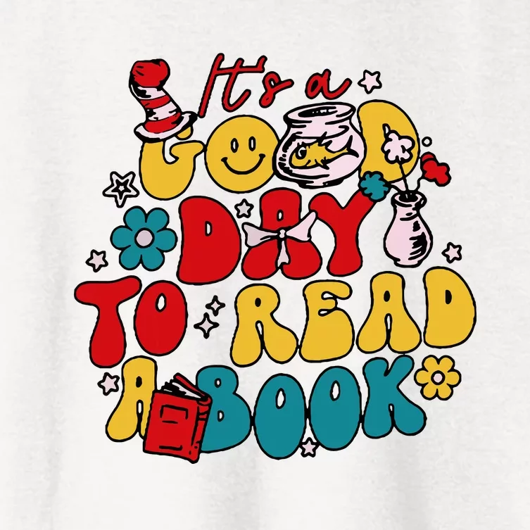 Its A Good Day To Read A Book Reading Day Cat Teachers Women's Crop Top Tee