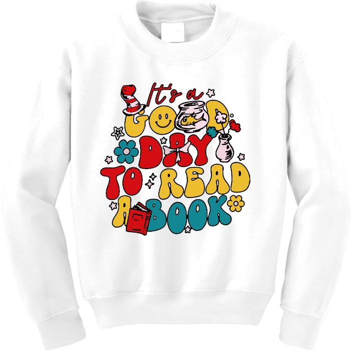 Its A Good Day To Read A Book Reading Day Cat Teachers Kids Sweatshirt