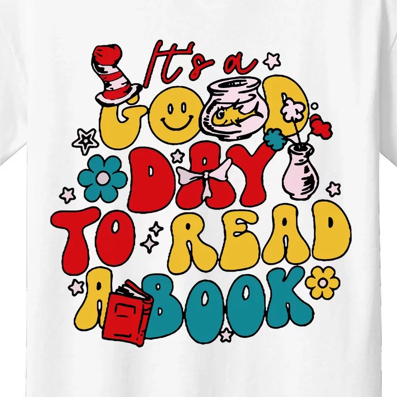 Its A Good Day To Read A Book Reading Day Cat Teachers Kids T-Shirt