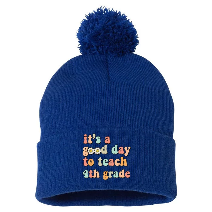 Its A Good Day To Teach 4th Grade Fourth Grade Teacher Pom Pom 12in Knit Beanie