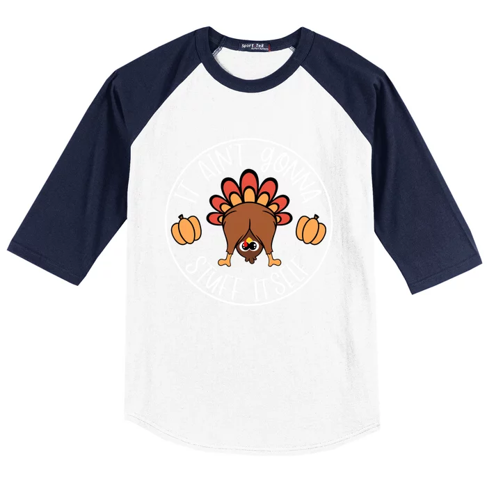 It AinT Gonna Stuff Itself Funny Turkey Autumn Thanksgiving Gift Baseball Sleeve Shirt