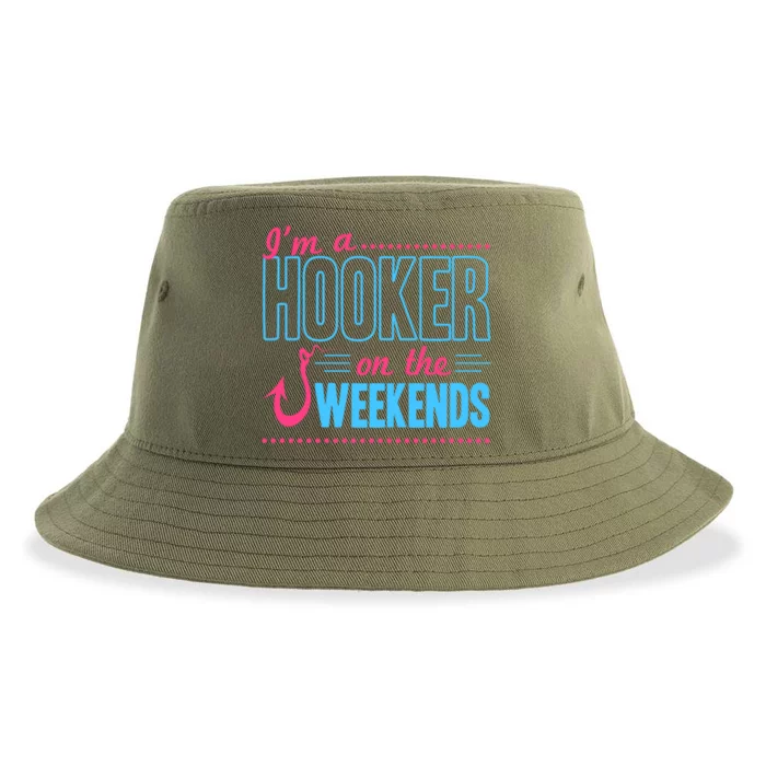 I'm A Hooker On The Weekends Funny Fishing Joke Gift Sustainable Bucket Hat