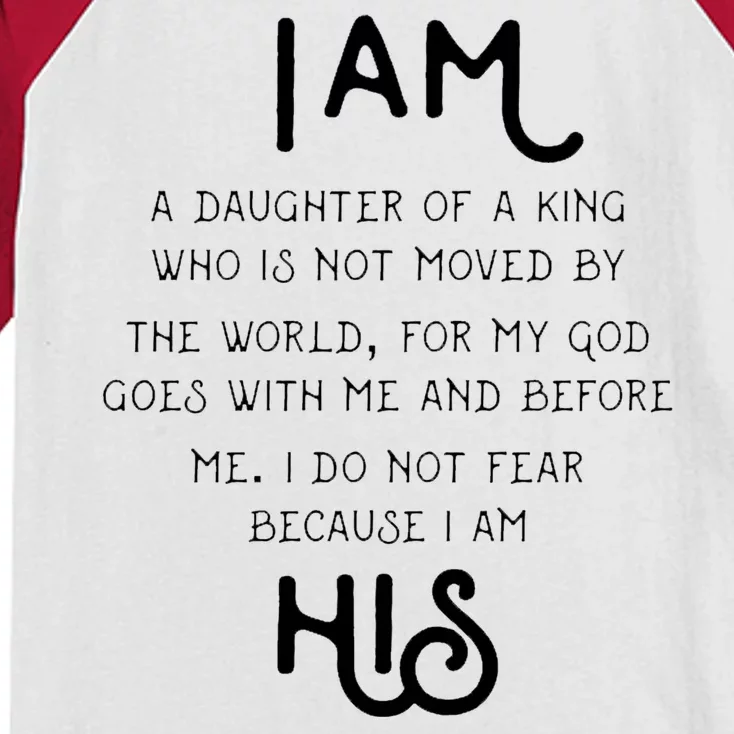 I Am His A Daughter Of A King Quote Kids Colorblock Raglan Jersey