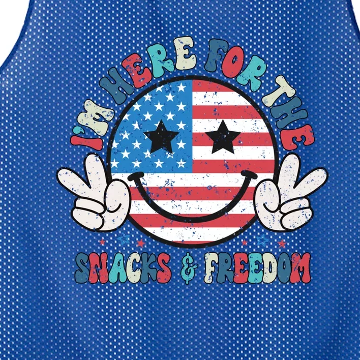 I Am Here For The Snacks And Freedom Love America 4th Of July Gift Mesh Reversible Basketball Jersey Tank