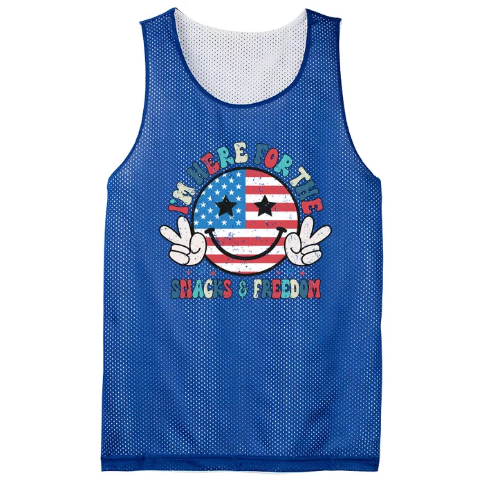 I Am Here For The Snacks And Freedom Love America 4th Of July Gift Mesh Reversible Basketball Jersey Tank