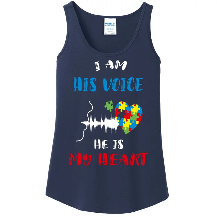 I Am His Voice He Is My Heart Autism Awareness Gift Ladies Essential Tank