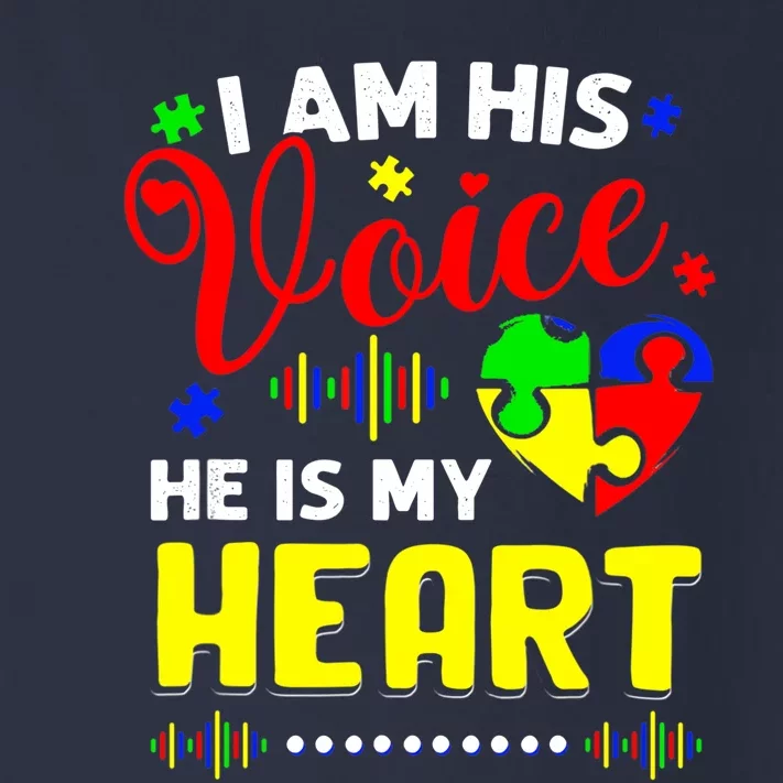 I Am His Voice He Is My Heart Autism Awareness Mom Dad Toddler Long Sleeve Shirt