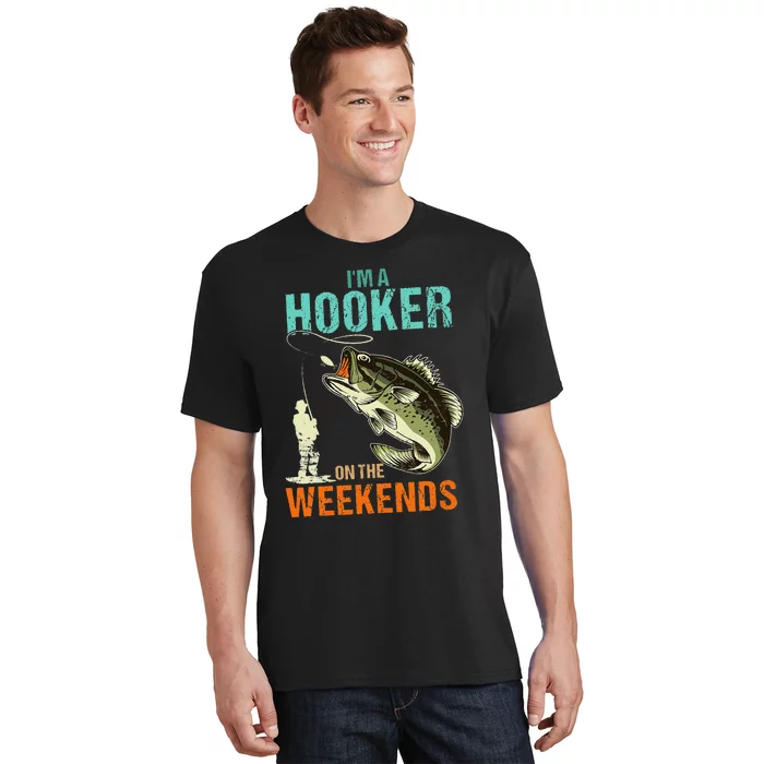 Im A Hooker On The Weekend Funny Fishing Fisherman Vintage T-Shirt