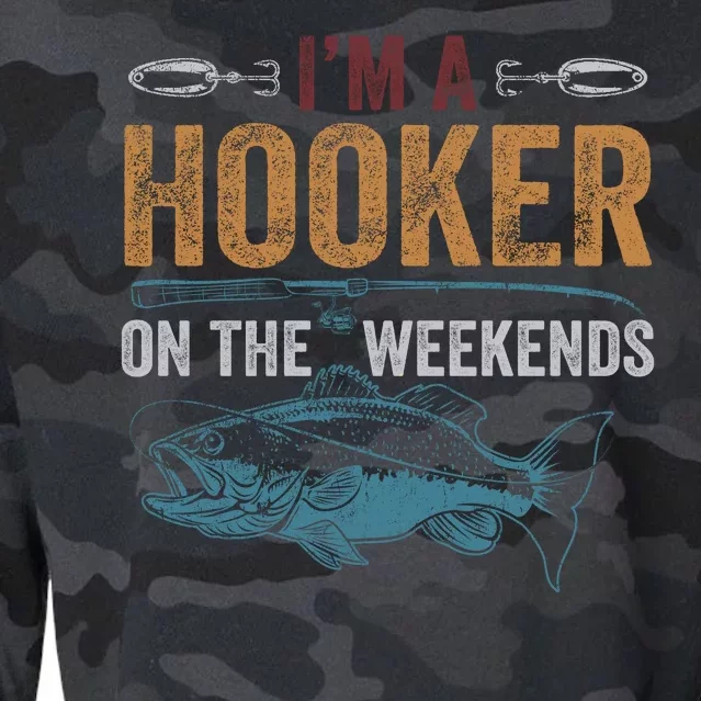 Im A Hooker On The Weekend Fish Fishing Dad Cropped Pullover Crew