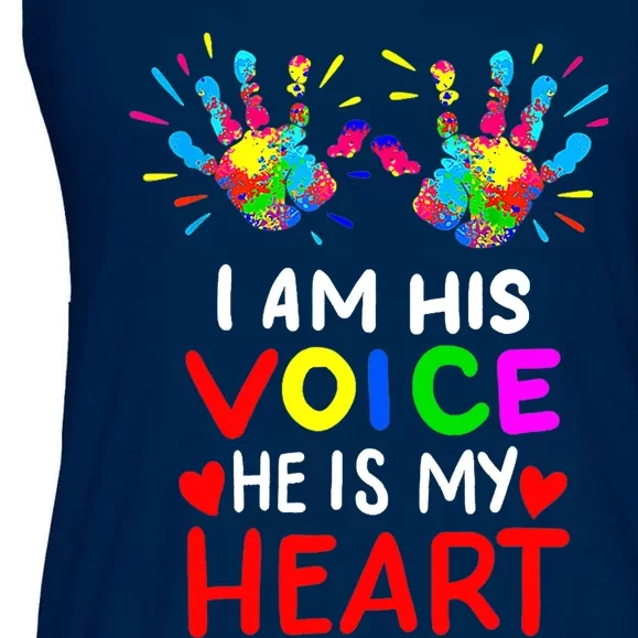 I Am His Voice He Is My Heart Mom Autistic Autism Awareness Ladies Essential Flowy Tank