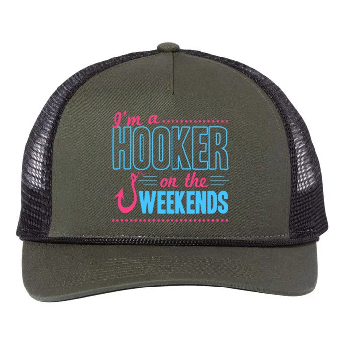 I'm A Hooker On The Weekends Funny Fishing Joke Cool Gift Retro Rope Trucker Hat Cap