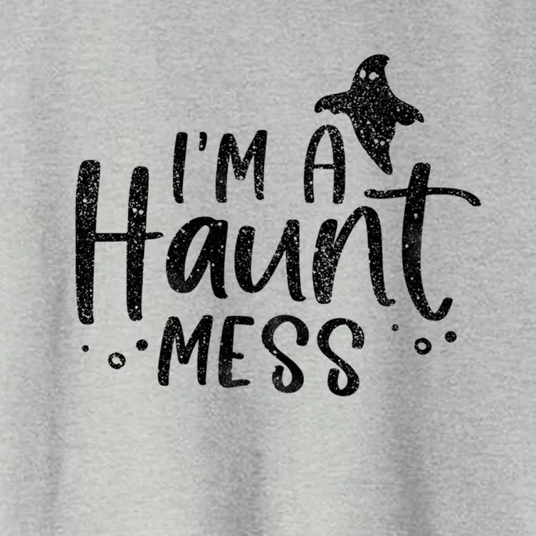 I'm A Haunt Mess Ghost Gift Funny Halloween Hot Mess Mom Gift Women's Crop Top Tee