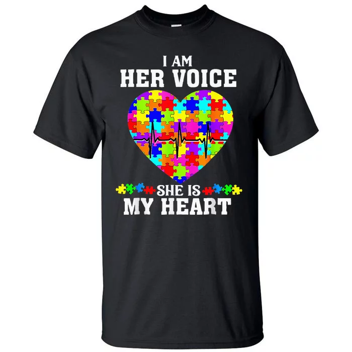 I Am Her Voice She Is My Heart Autism Mom Autistic Daughter Tall T-Shirt