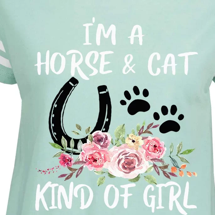 I Am Horse & Cat Kind Of Girl Horseshoe Paws Enza Ladies Jersey Football T-Shirt