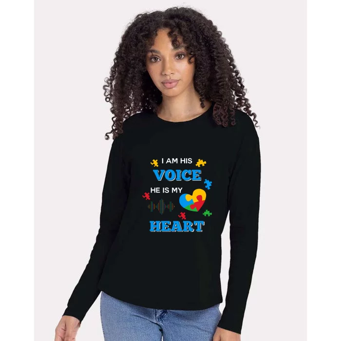 I Am His Voice Autistic Autism Awareness Month Gift Womens Cotton Relaxed Long Sleeve T-Shirt