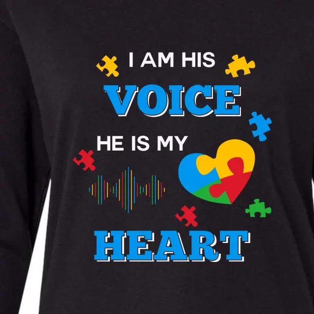 I Am His Voice Autistic Autism Awareness Month Gift Womens Cotton Relaxed Long Sleeve T-Shirt