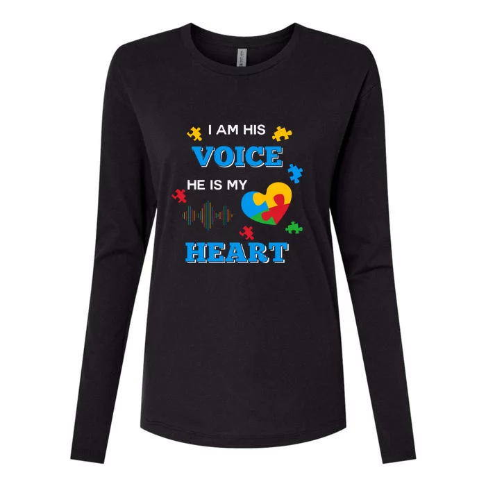 I Am His Voice Autistic Autism Awareness Month Gift Womens Cotton Relaxed Long Sleeve T-Shirt