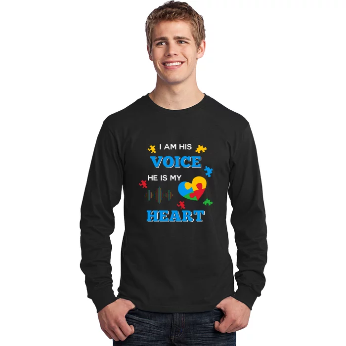 I Am His Voice Autistic Autism Awareness Month Gift Long Sleeve Shirt