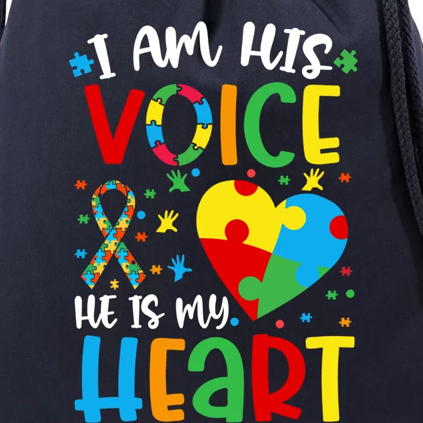 I Am His Voice Mom Mama Autistic Autism Awareness Month Gift Drawstring Bag