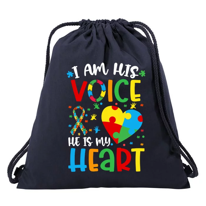 I Am His Voice Mom Mama Autistic Autism Awareness Month Gift Drawstring Bag