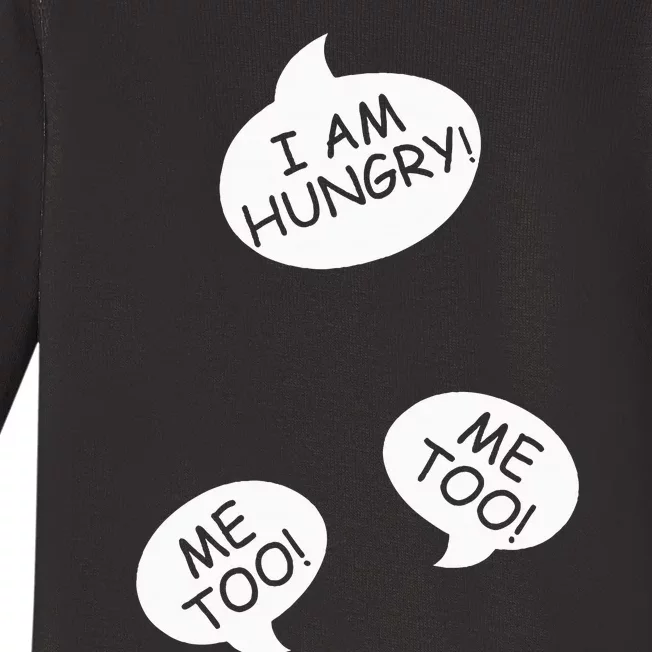 I Am Hungry Me To Baby Bump Design Twins Twin Pregnancy Baby Long Sleeve Bodysuit