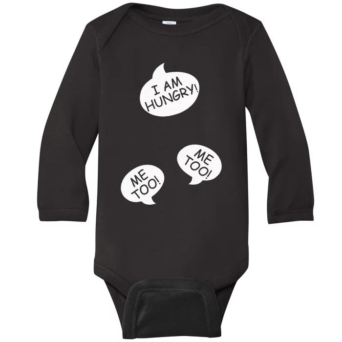 I Am Hungry Me To Baby Bump Design Twins Twin Pregnancy Baby Long Sleeve Bodysuit