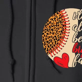 I'll Always-Be His Biggest Fan - Leopard Baseball Mom Tees Full Zip Hoodie