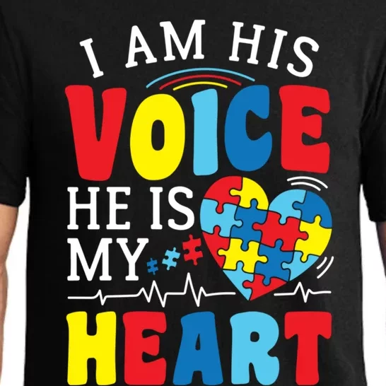 I Am His Voice He Is My Heart Autism Heartbeat Gift Meaningful Gift Pajama Set