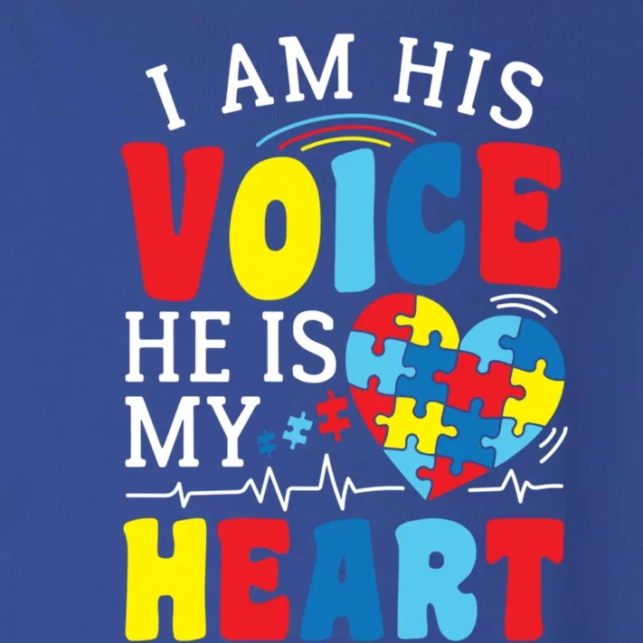 I Am His Voice He Is My Heart Autism Heartbeat Gift Meaningful Gift Toddler Long Sleeve Shirt