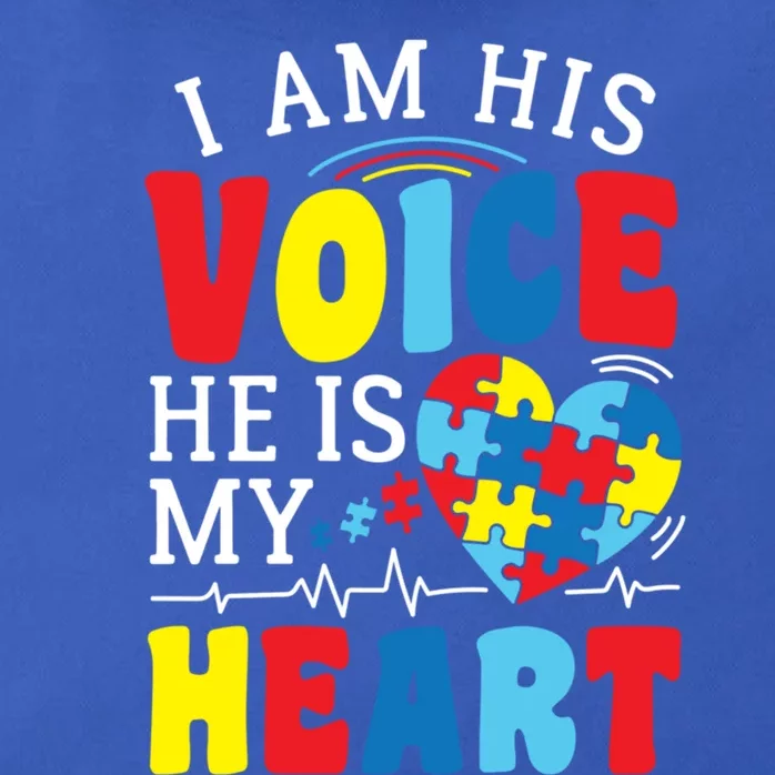 I Am His Voice He Is My Heart Autism Heartbeat Gift Meaningful Gift Zip Tote Bag